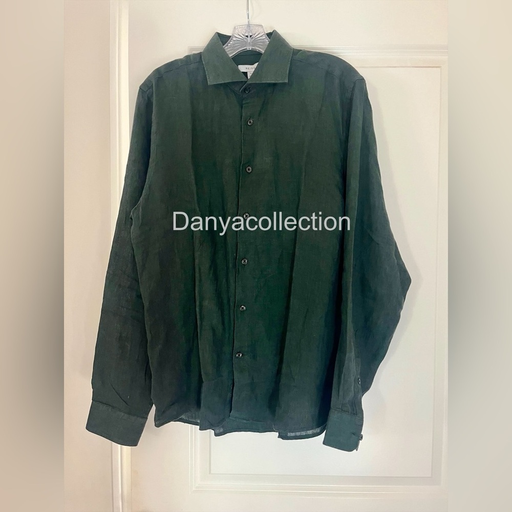 Reiss Large Dark Green Linen shirt